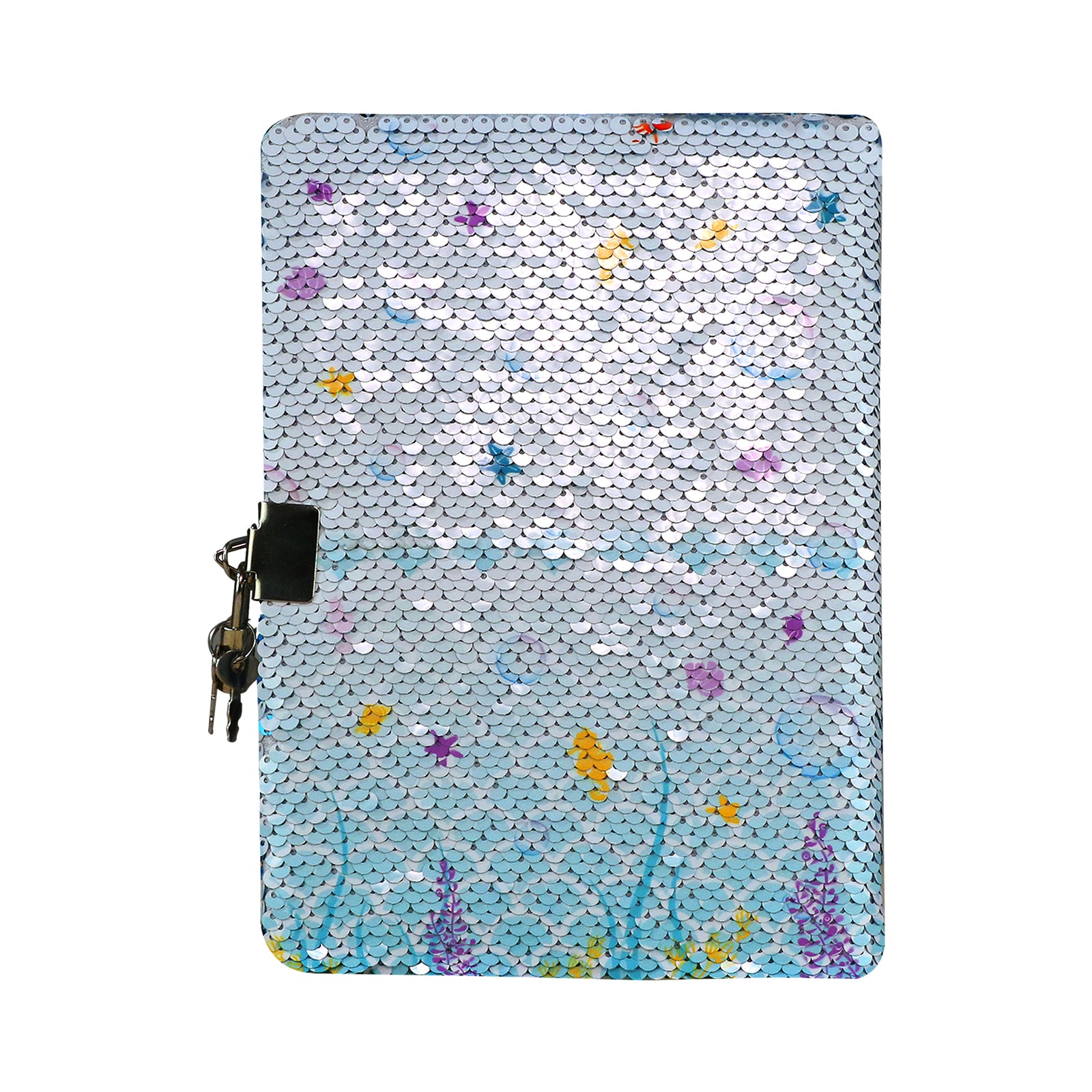 Smily Kiddos Sequin Mermaid Notebook - Light Blue Lockable Diary with Lock Key
