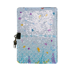 Smily Kiddos Sequin Mermaid Notebook - Light Blue Lockable Diary with Lock Key