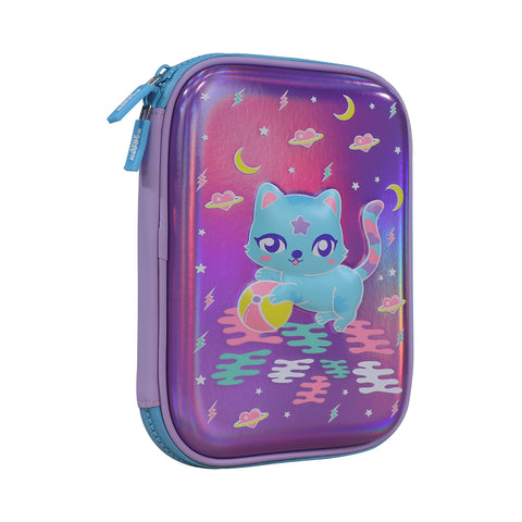 Image of Smily Kiddos Single Compartment pencil case v2 Kitty Theme Purple