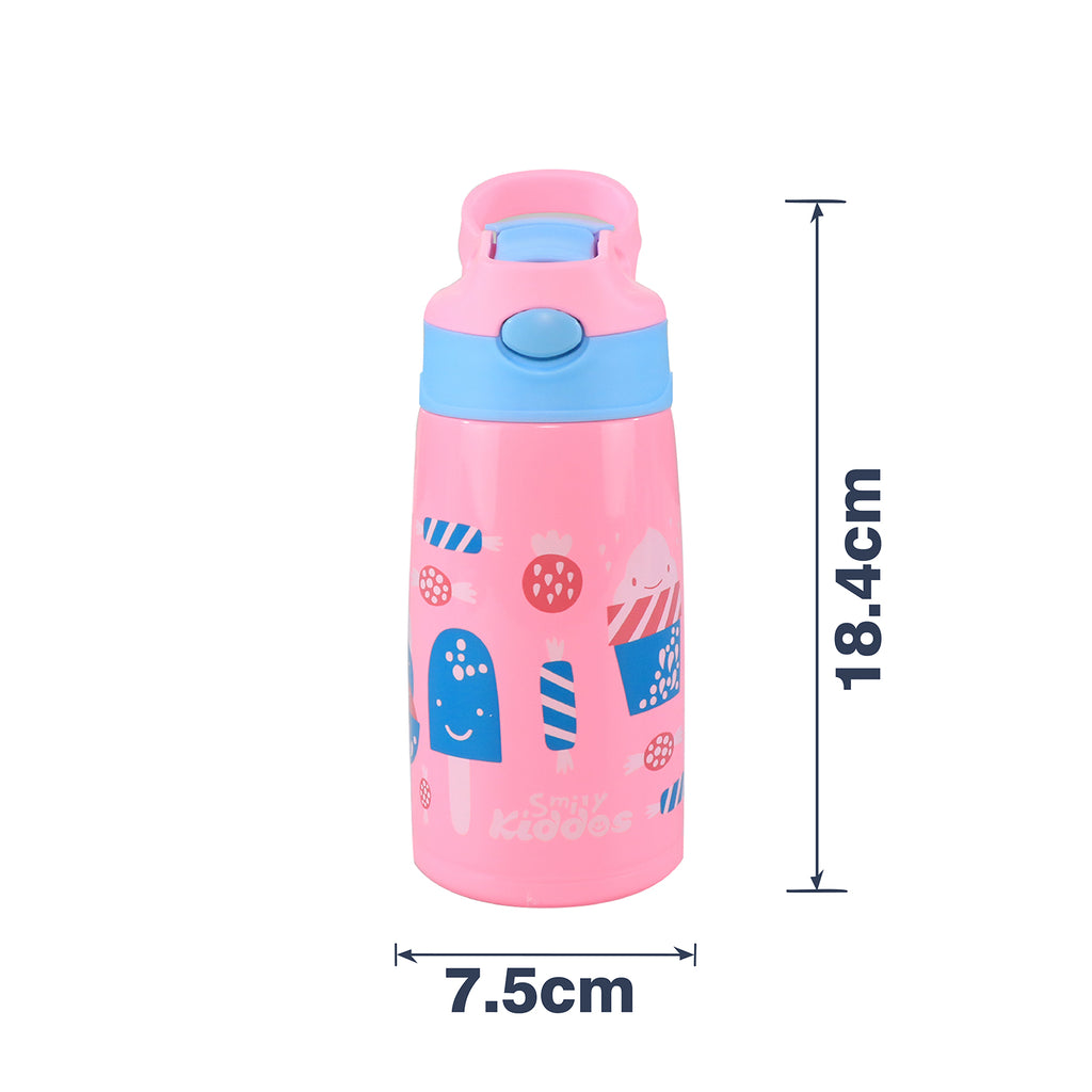 Smily Kiddos Insulated Water Bottle 450ml - Ice Cream Theme Pink