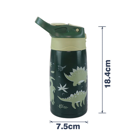 Image of Smily Kiddos Insulated Water Bottle 450ml - Dino Theme Green