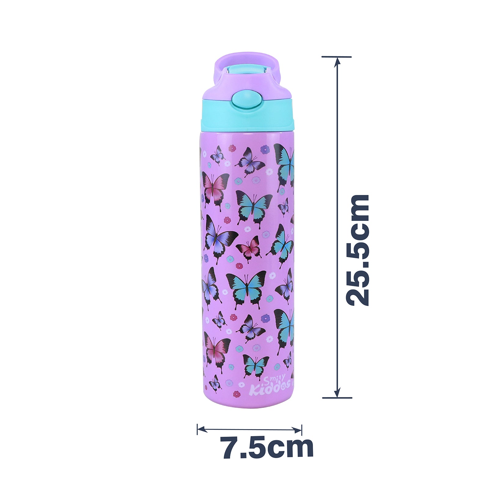 Smily Kiddos Insulated Water Bottle 600ml - Butterfly Theme Purple