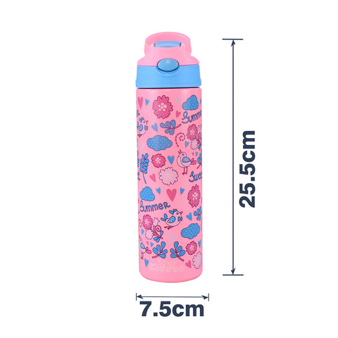 Image of Smily Kiddos Insulated Water Bottle 600ml - Summer Theme Pink