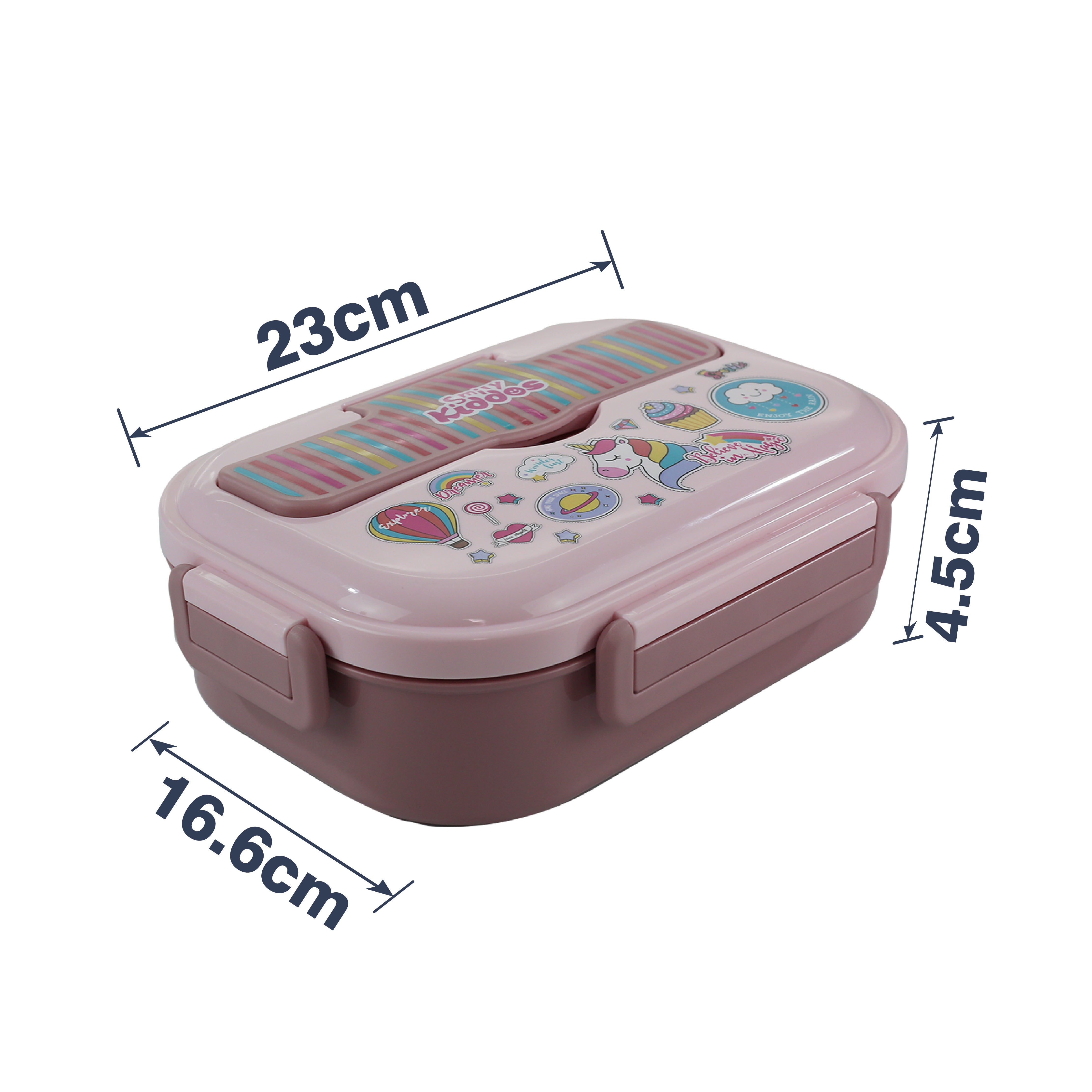 Smily Kiddos Stainless Steel Dream Land Theme Lunch Box - Light Pink for 3+ years