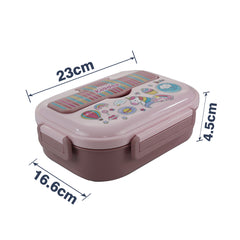 Smily Kiddos Stainless Steel Dream Land Theme Lunch Box - Light Pink for 3+ years