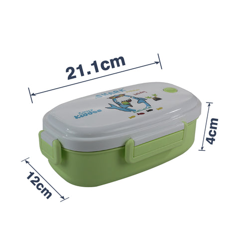 Image of Smily kiddos Stainless Steel Lunch Box Small Holiday Shark Theme - Green 3+ years