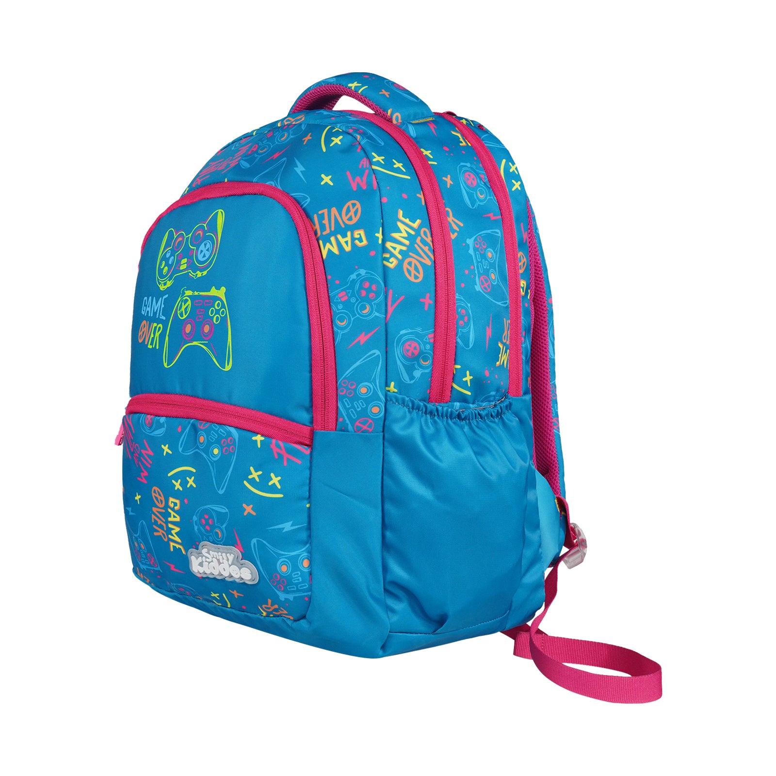 Smily Kiddos Sonic Backpack - Indigo & Pink Gaming Theme School Bag for Kids