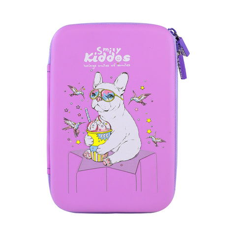 Image of Smily Kiddos Single compartment eva pencil case - Bull Dog Purple