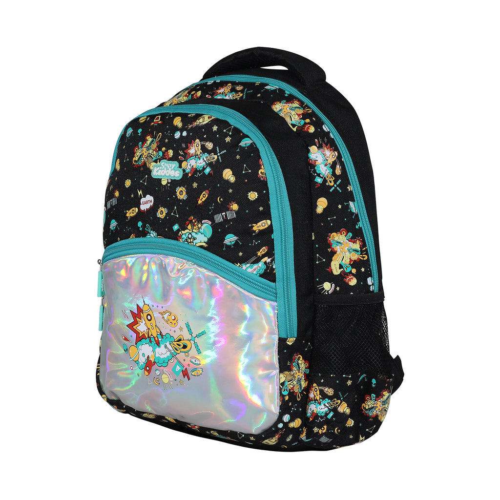 Smily Kiddos 10 ltrs Backpack Space Theme | Black