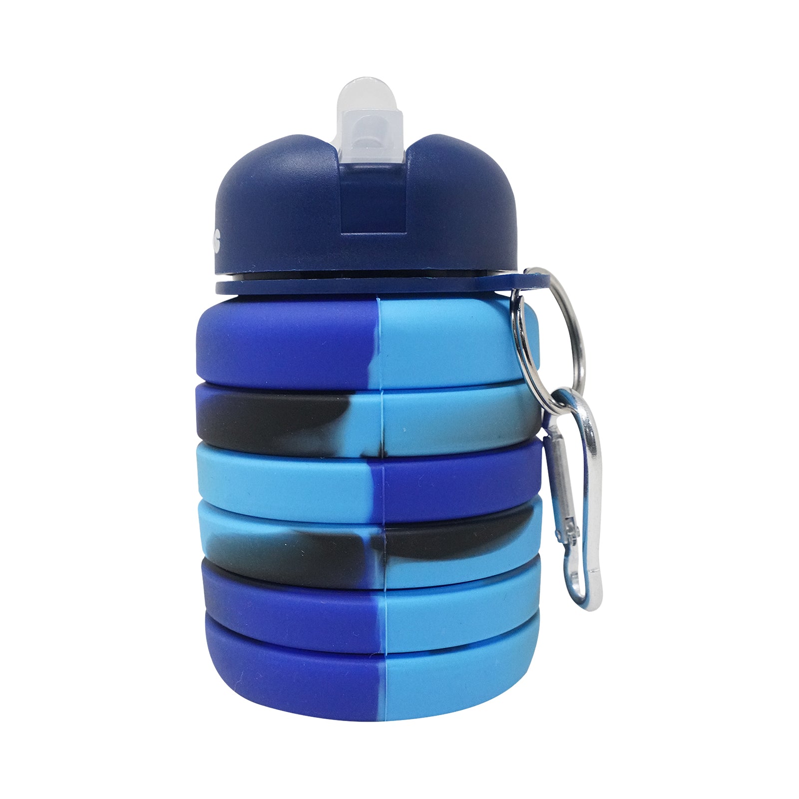 Smily Kiddos Collapsible Silicone Water Bottle – Camouflage Blue 550 mL