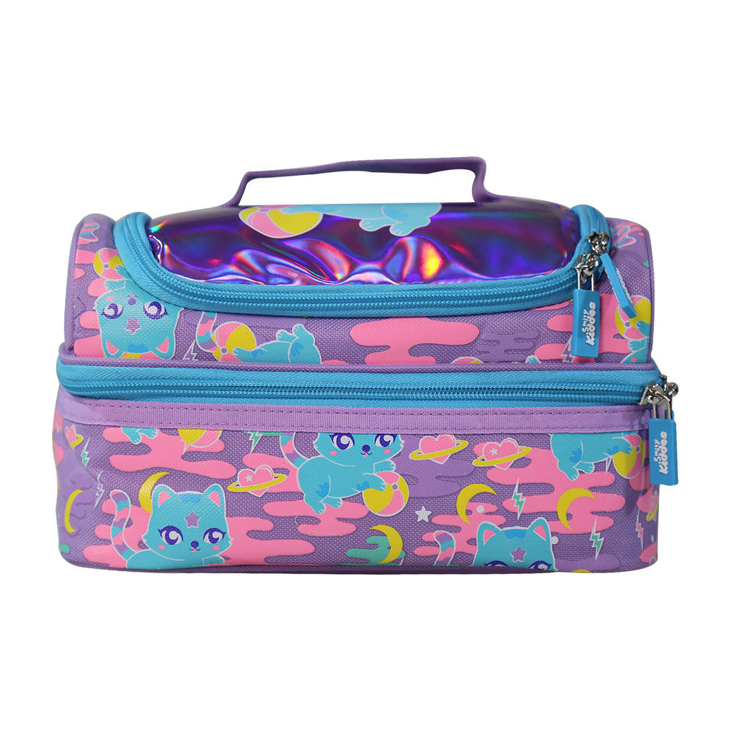 Smily Kiddos Double Decker Lunch Bag V2 Kitty Theme | Purple