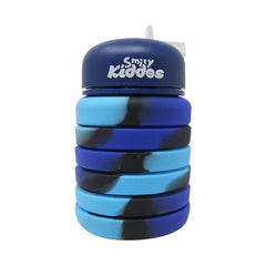 Smily Kiddos Collapsible Silicone Water Bottle – Camouflage Blue 550 mL