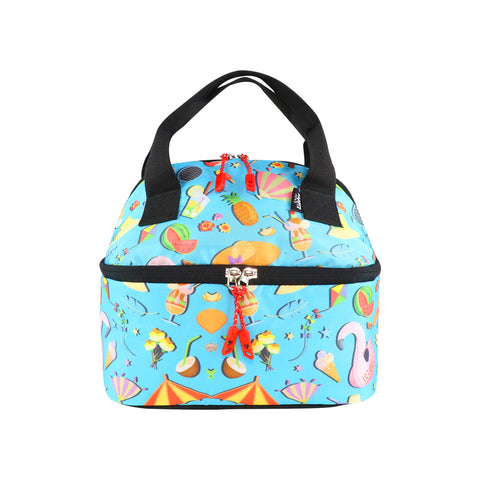 Image of Smily Kiddos Double Decker Lunch Bag Picnic Theme- Blue LxWxH :25.5 X 17 X 20 CM