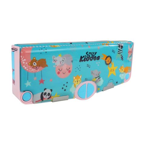 Image of Smily Kiddos Pop Out Pencil box Rainbow Animals - Teal Blue