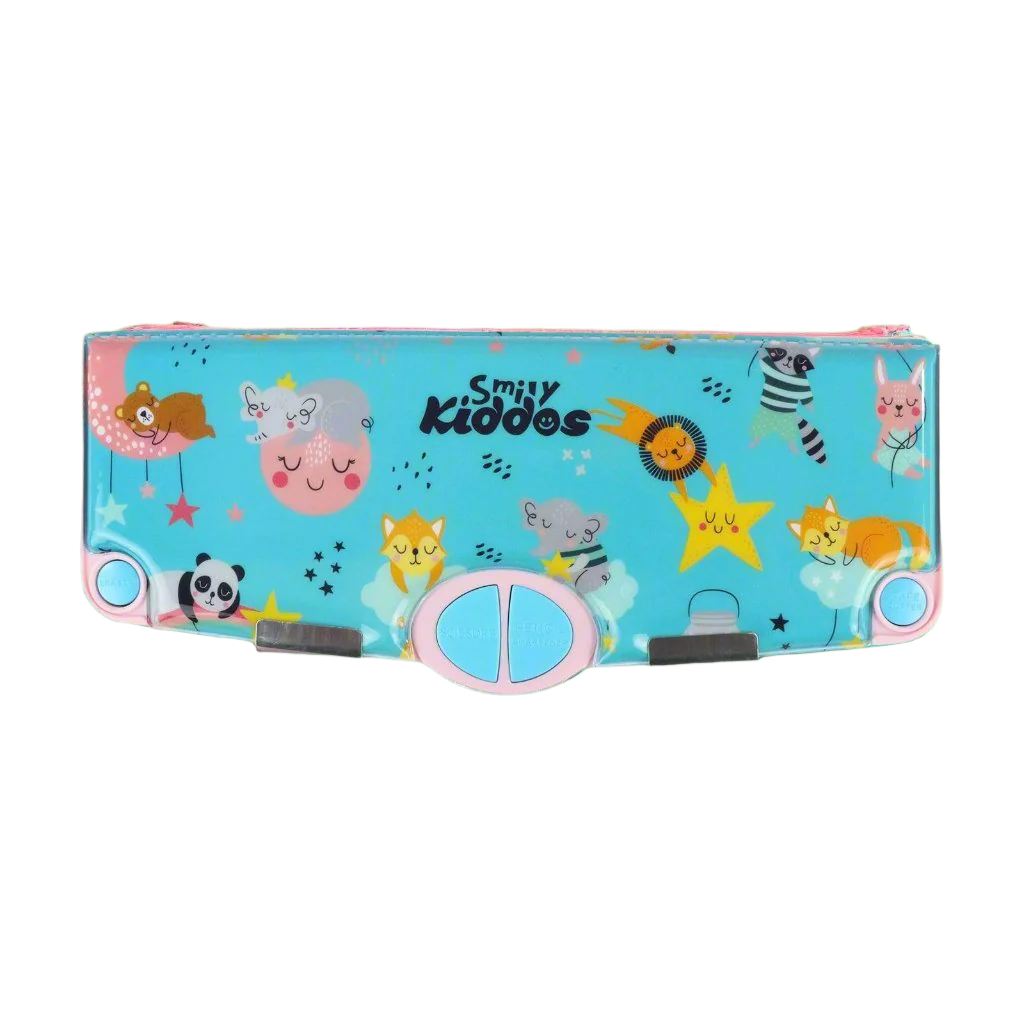 Smily Kiddos Pop Out Pencil box Rainbow Animals - Teal Blue