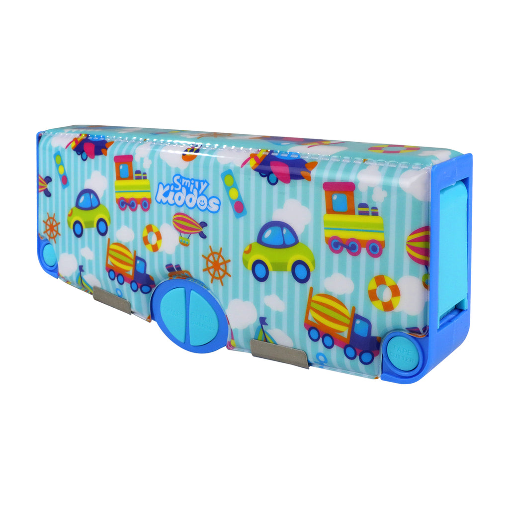 Smily Kiddos Pop Out Pencil box Transport Theme - Light Blue