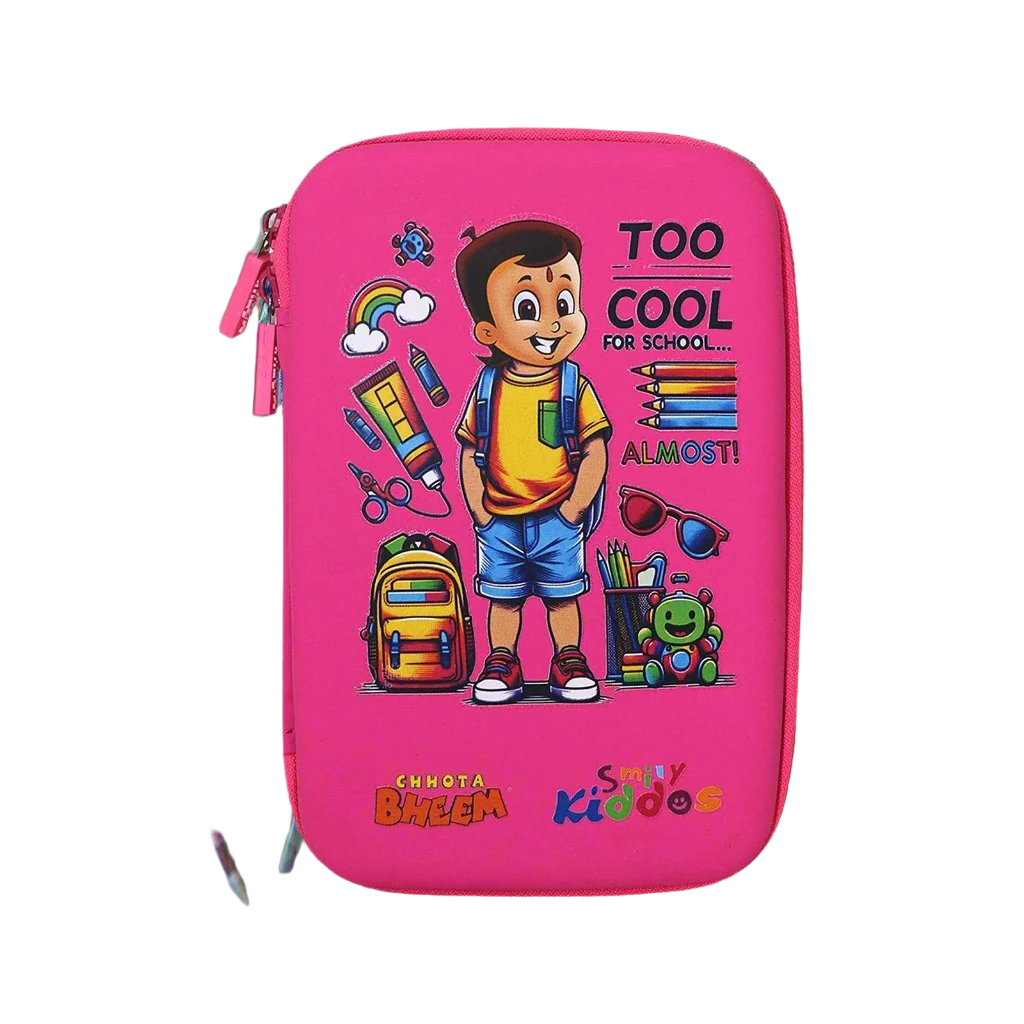 Smily Kiddos - Licensed Chhota Bheem  - Stylish & Spacious Hardtop EVA Pencil Case Too Cool - Pink
