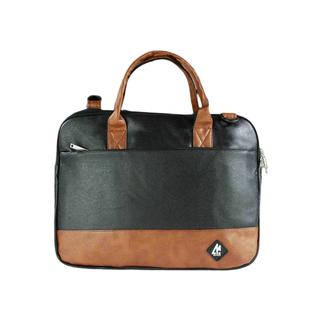 PU Leather Laptop & Messenger Shoulder Bag – Black & Tan