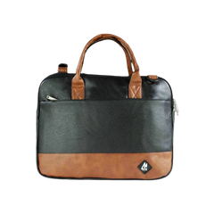 PU Leather Laptop & Messenger Shoulder Bag – Black & Tan