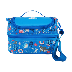 Double Decker Lunch Bag V3 | Baby Shark Theme | Spacious Lunch Tote for Kids - Blue
