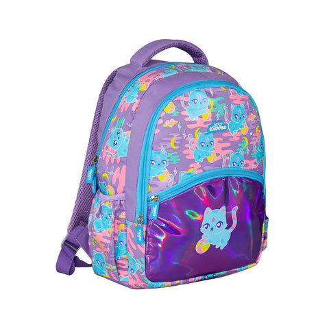 Image of Smily Kiddos 15 inch Backpack Kitty Theme | Purple