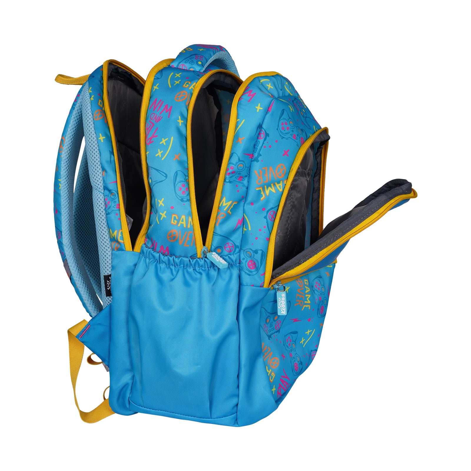 Smily Kiddos Sonic Backpack - Blue & Yellow Gaming Theme School Bag for Kids