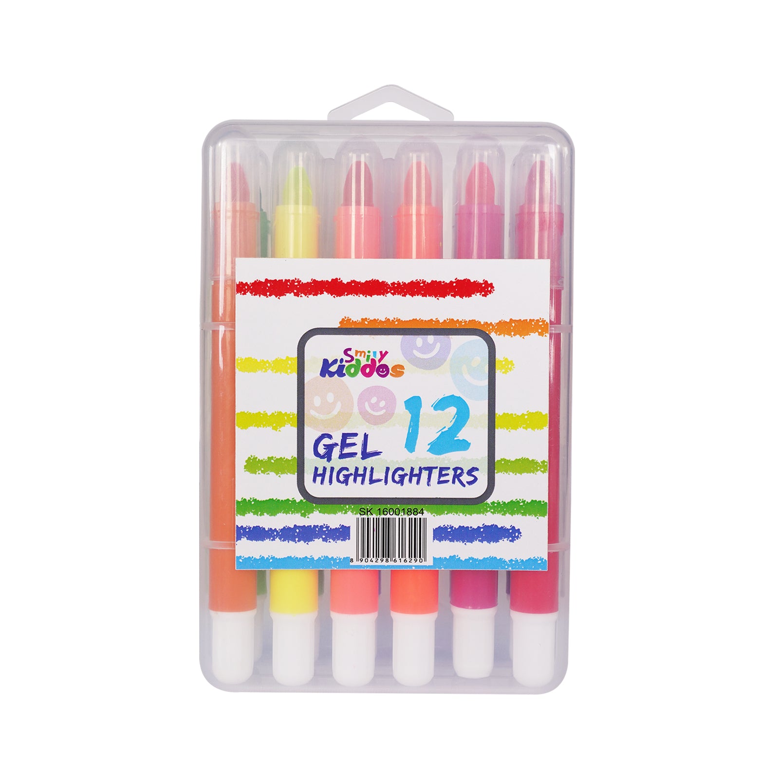 Smily Kiddos Gel Highlighters – 12 Vibrant Colors | Non-Bleed Study Set for Kids