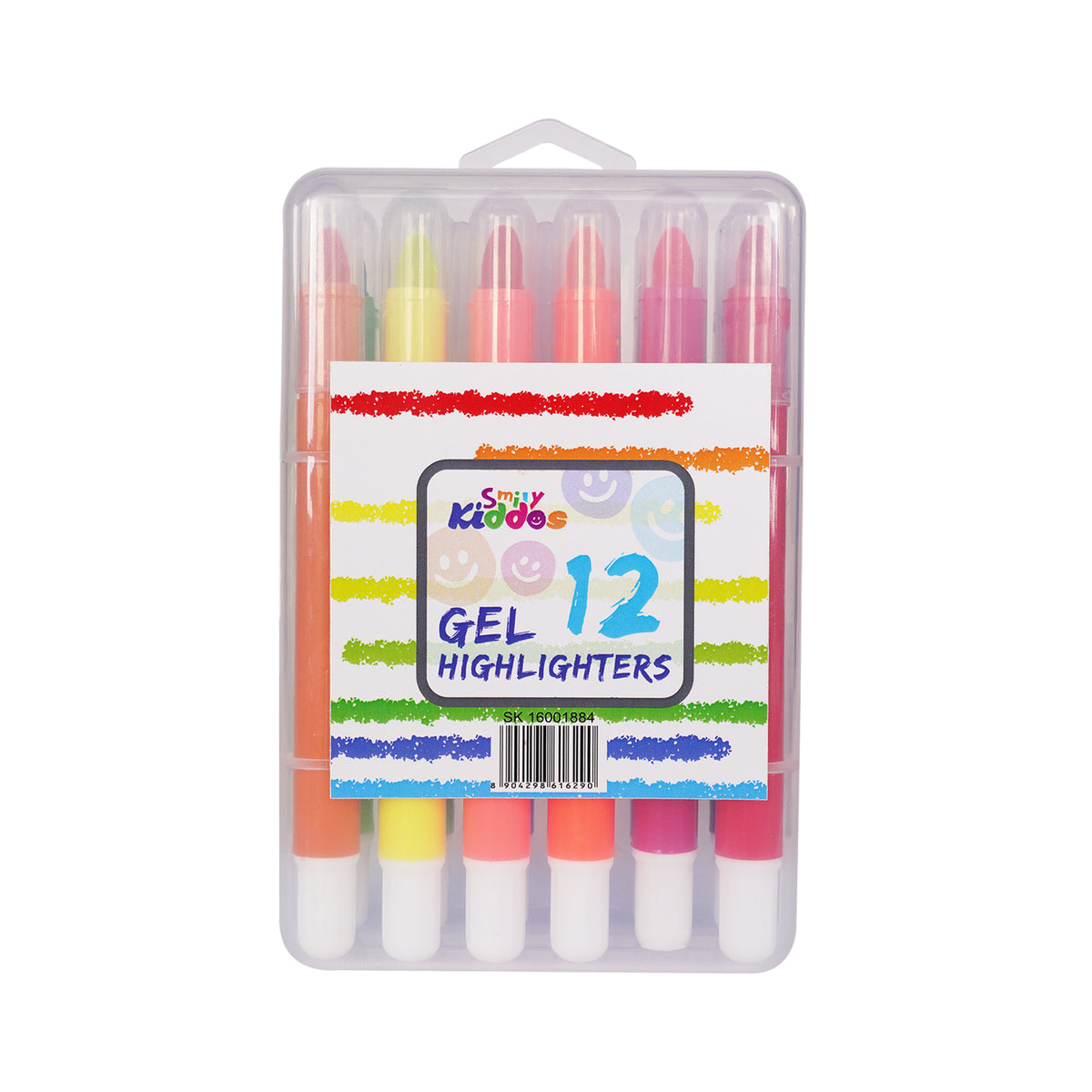 Smily Kiddos Gel Highlighters – 12 Vibrant Colors | Non-Bleed Study Set for Kids