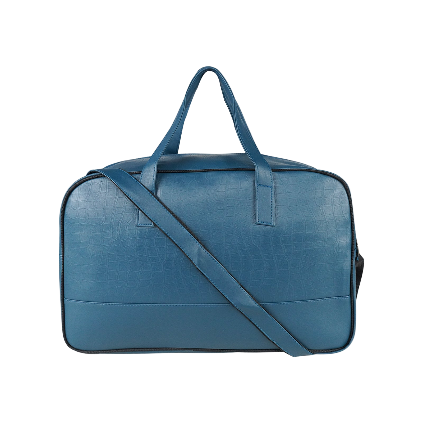 Mike Duffle Combo – Premium PU Leather 32L Fizz Duffle Bag – Cream & Indigo