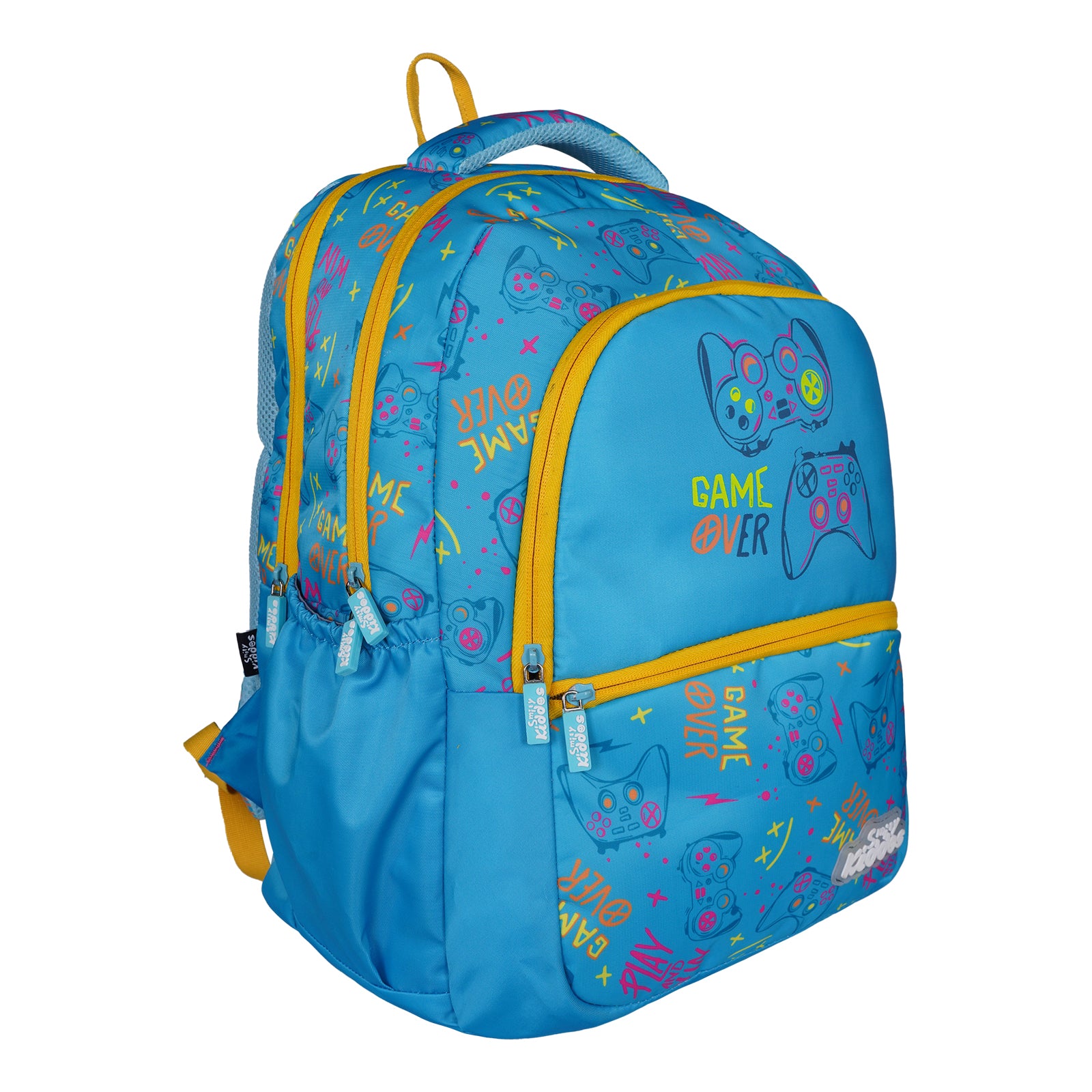 Smily Kiddos Sonic Backpack - Blue & Yellow Gaming Theme School Bag for Kids