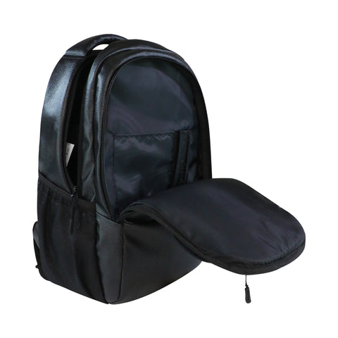 Mike Bags Faux Leather Laptop Backpack - Black
