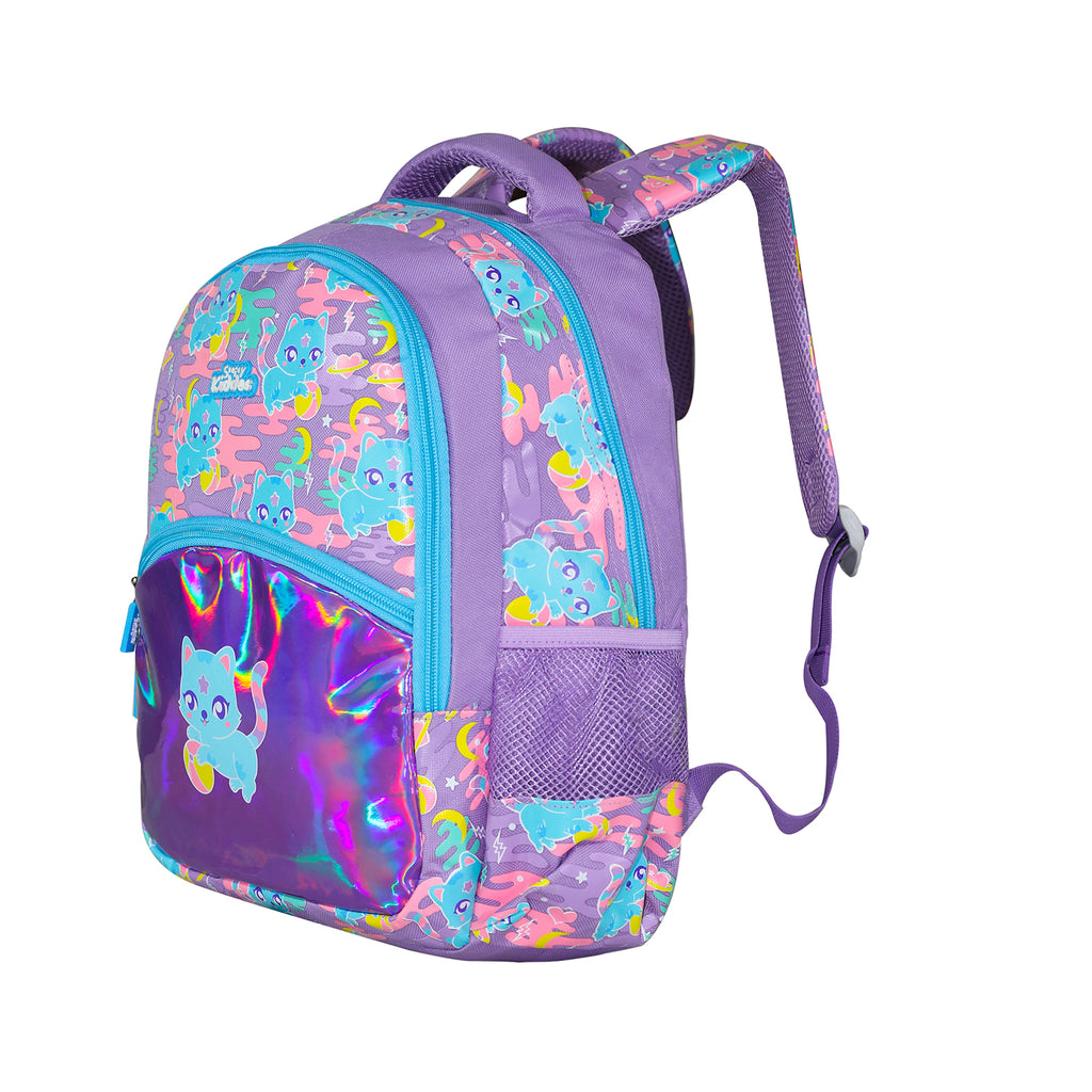 Smily Kiddos 15 inch Backpack Kitty Theme | Purple