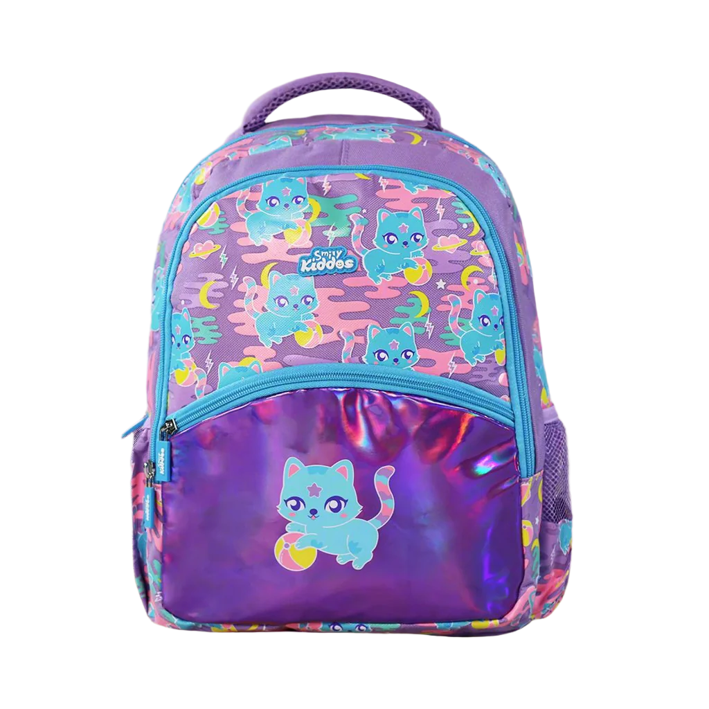 Smily Kiddos 15 inch Backpack Kitty Theme | Purple