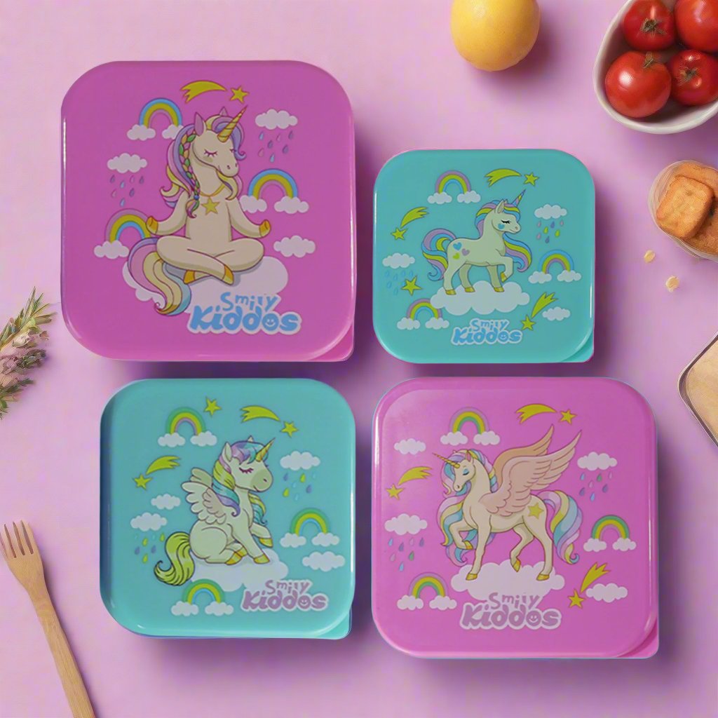 Smily Kiddos Combo pack Unicorn Theme | Backpack, Lunch Bag, Lunch Box, Water Bottle.