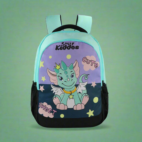 Image of Smily Kiddos 29 Ltrs Junior School Bag  - Cute Dragon- Sea Green LxWxH :45 X 33 X 20 CM