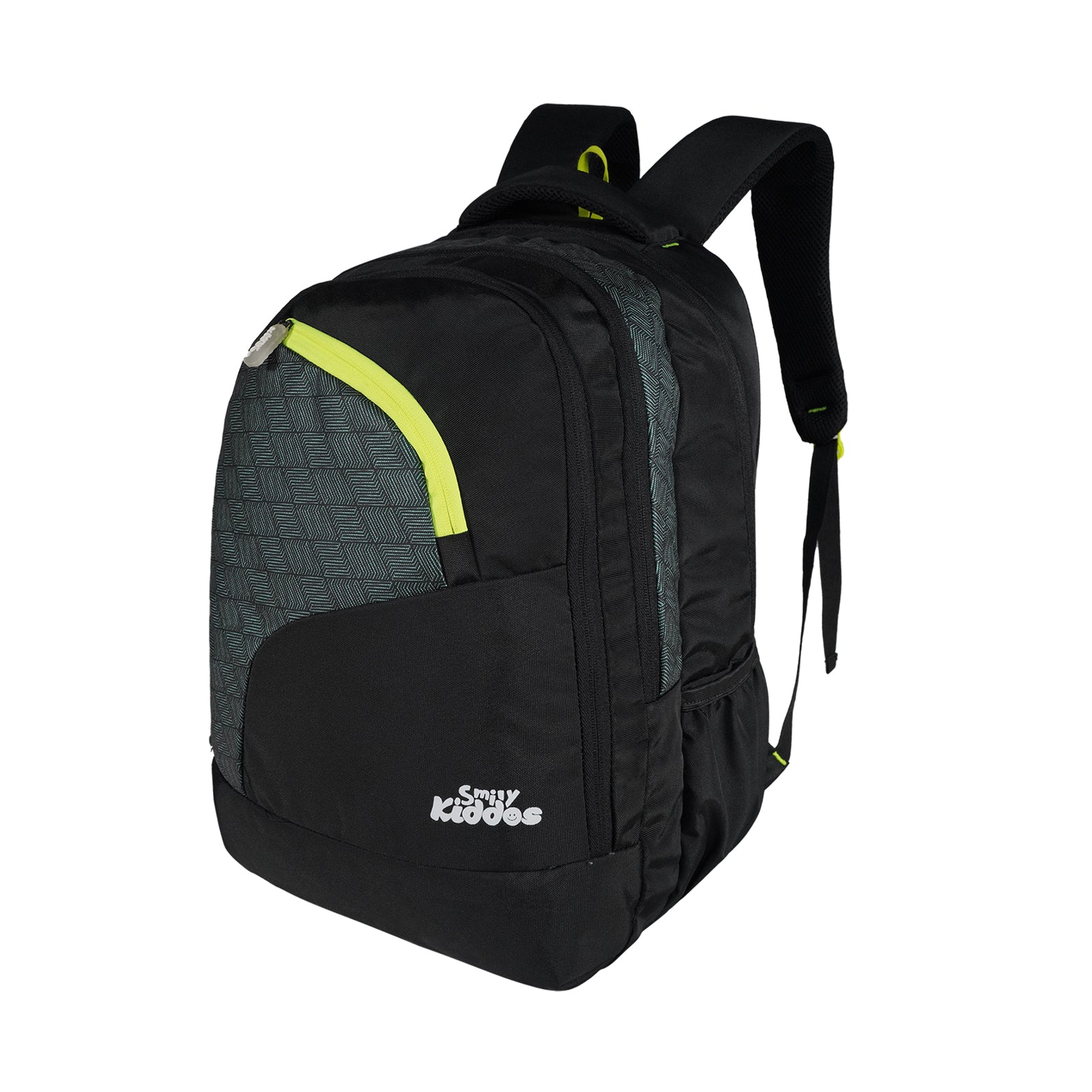 Smily Kiddos 19" Smarty School Backpack – Black & Neon Green | Durable & Trendy Bag for Boys & Girls