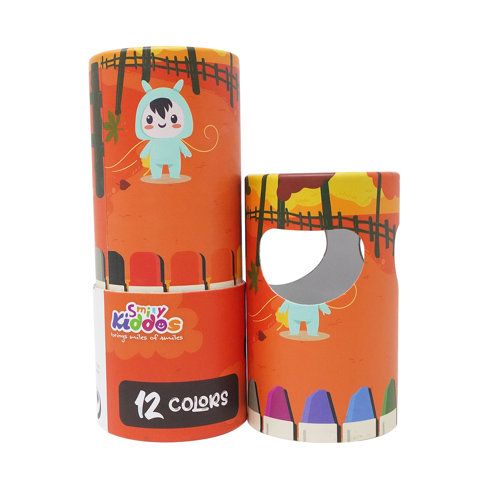 Smily Kiddos Silky Gel Crayons 12 Colors - Animal Adventure Theme Orange
