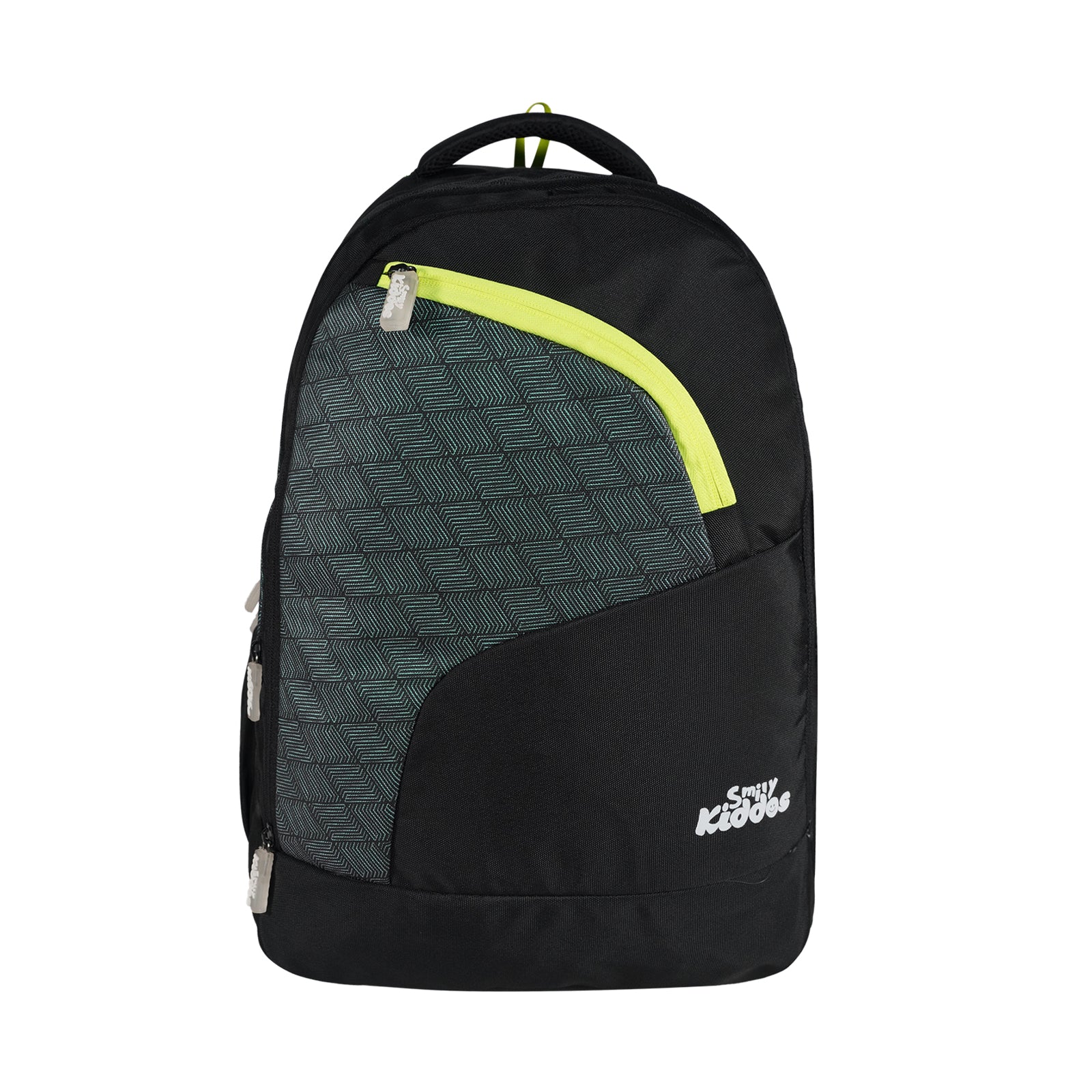 Smily Kiddos 19" Smarty School Backpack – Black & Neon Green | Durable & Trendy Bag for Boys & Girls