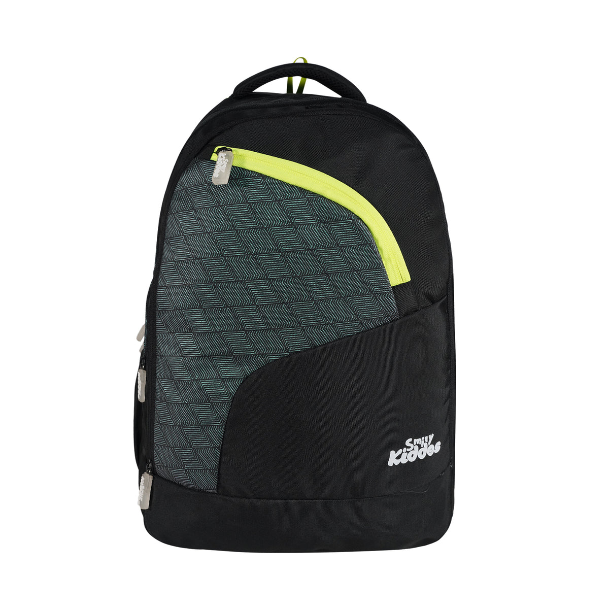 Smily Kiddos 19" Smarty School Backpack – Black & Neon Green | Durable & Trendy Bag for Boys & Girls