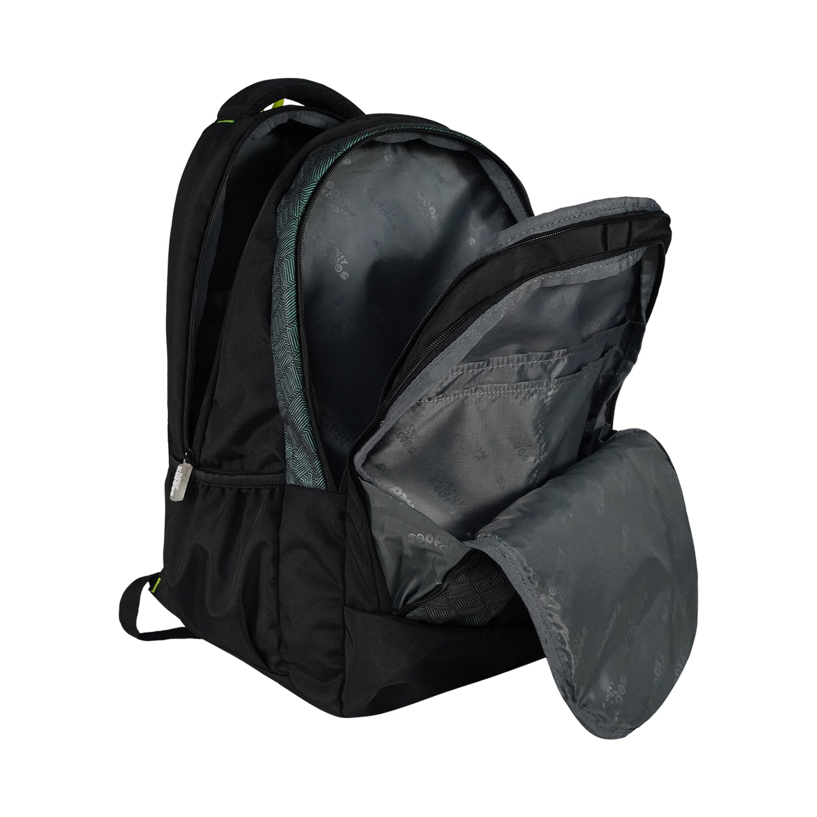 Smily Kiddos 19" Smarty School Backpack – Black & Neon Green | Durable & Trendy Bag for Boys & Girls