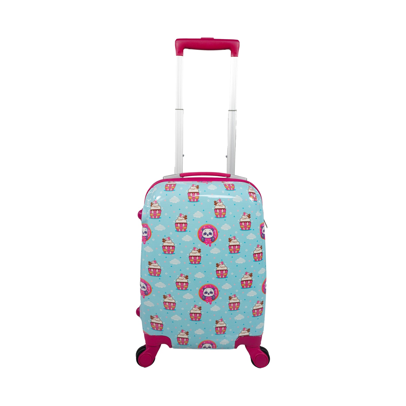 Smily Kiddos Panda Cream Trolley Bag-Pink