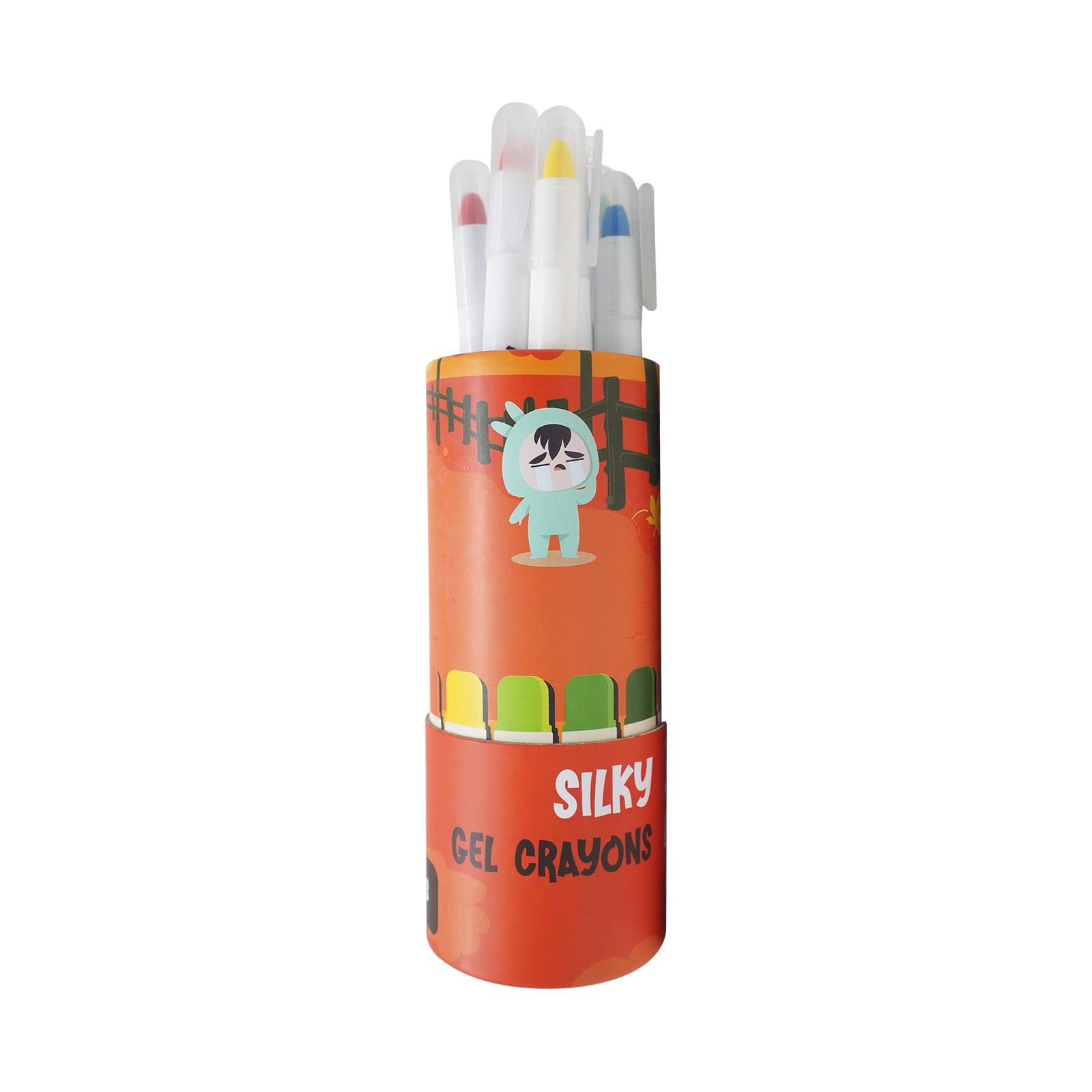 Smily Kiddos Silky Gel Crayons 12 Colors - Animal Adventure Theme Orange