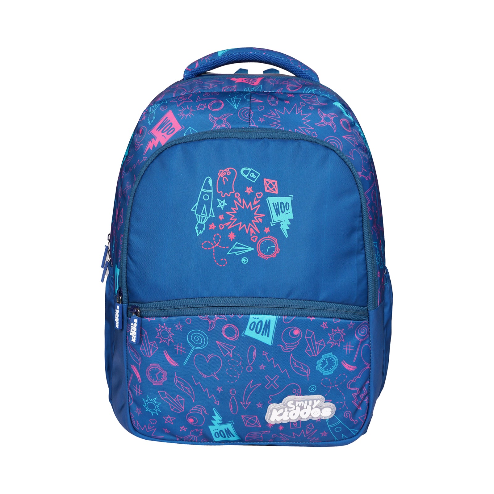 Smily Kiddos School Combo – Navy Blue Backpack & Sonic Theme Lunch Bag (Game Over Design)