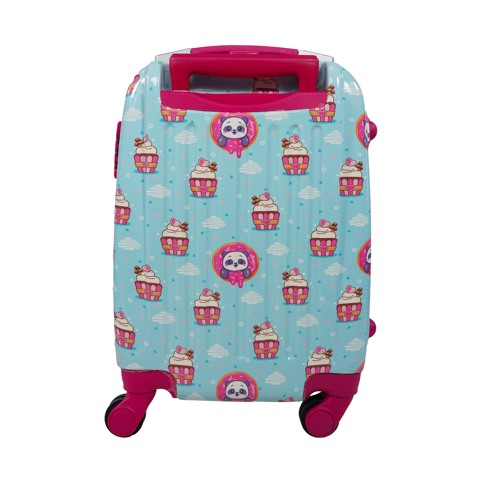 Smily Kiddos Panda Cream Trolley Bag-Pink