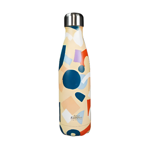 Abstract Theme Yellow water bottle for kids stainless steel