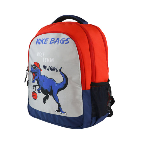 Image of MIKE BAGS 29 Ltrs Junior School Bag  - Playful Dino - Red & N Blue  LxWxH :45 X 33 X 20 CM