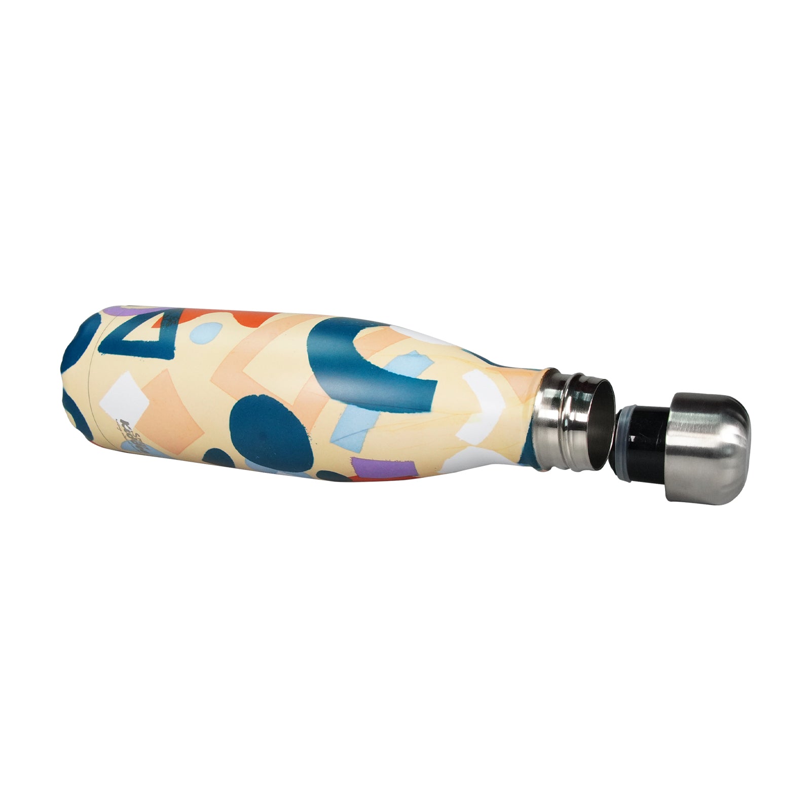 Abstract Theme Yellow water bottle for kids stainless steel open 2