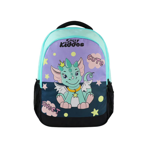 Image of Smily Kiddos 29 Ltrs Junior School Bag  - Cute Dragon- Sea Green LxWxH :45 X 33 X 20 CM