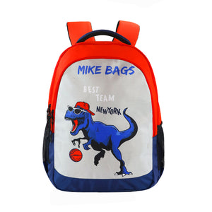MIKE BAGS 29 Ltrs Junior School Bag  - Playful Dino - Red & N Blue  LxWxH :45 X 33 X 20 CM