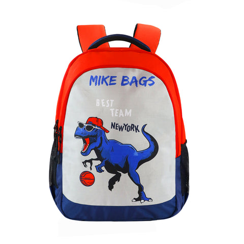 Image of MIKE BAGS 29 Ltrs Junior School Bag  - Playful Dino - Red & N Blue  LxWxH :45 X 33 X 20 CM